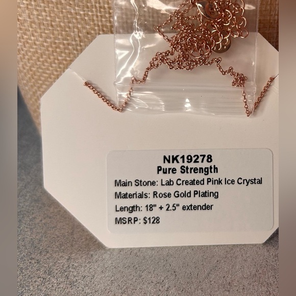 Bomb Party Lab Created Pink Ice Crystal on Rose Gold Plating Necklace New - Picture 4 of 8